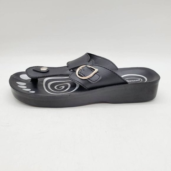 Aerosoft Shoes - Aerosoft Womens Flip Flop Sandals Black Platform Heels Buckle Slip On EUR 41
